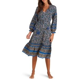 VERONICA BEARD Sahana Long Sleeve Cover-Up Dress in Blue, Womens Size Large,NWOT